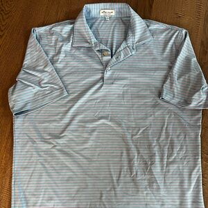 Peter Millar Light Blue and Pink Striped Polo